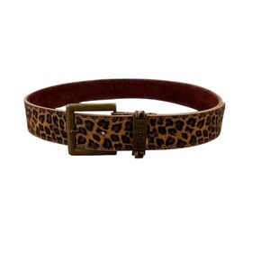Vintage Mudd leather Y2K cheetah animal print brown black tan casual belt Small